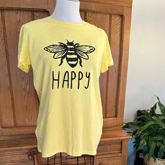 Bella Canvas Yellow Bee Happy Tee slim fit t-shirt cotton 2XL The Favorite Tee - Picture 2 of 8